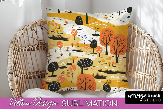 Fall Pillow Cover - Autumn Forest Pillow Sublimation Sublimation OrangeBrushStudio 