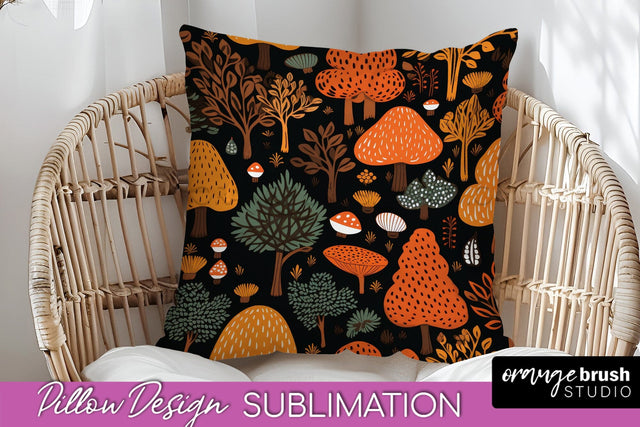Fall Pillow Cover - Autumn Forest Pillow Sublimation Sublimation OrangeBrushStudio 