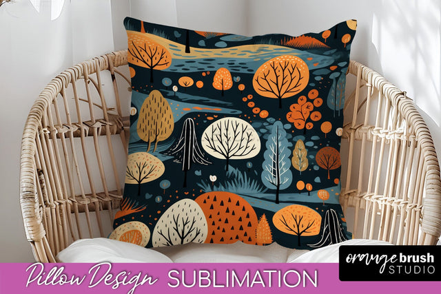 Fall Pillow Cover - Autumn Forest Pillow Sublimation Sublimation OrangeBrushStudio 