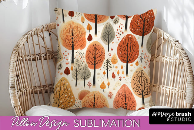 Fall Pillow Cover - Autumn Forest Pillow Sublimation Sublimation OrangeBrushStudio 