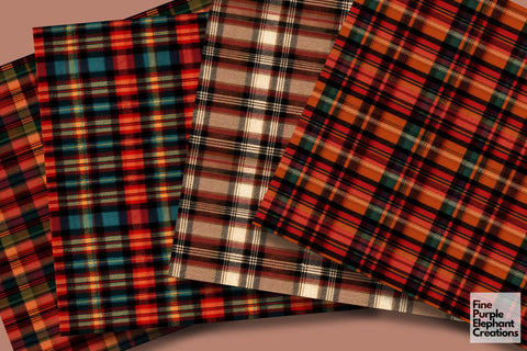 Fall Plaid Fabric Texture Gingham Digital Pattern Fine Purple Elephant Creations 