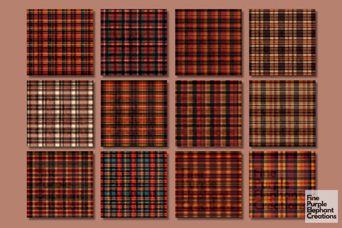 Fall Plaid Fabric Texture Gingham Digital Pattern Fine Purple Elephant Creations 
