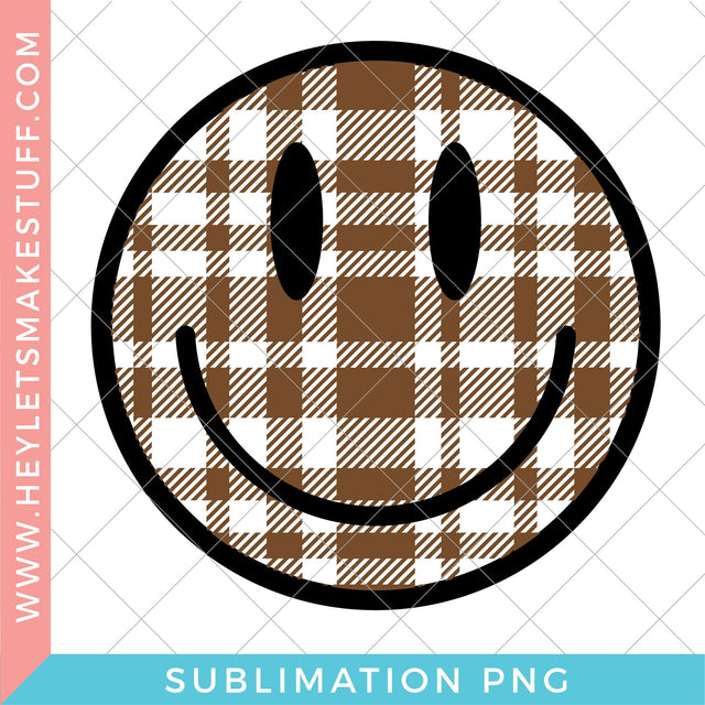 Fall Plaid Happy Face - Sublimation Sublimation Hey Let's Make Stuff 
