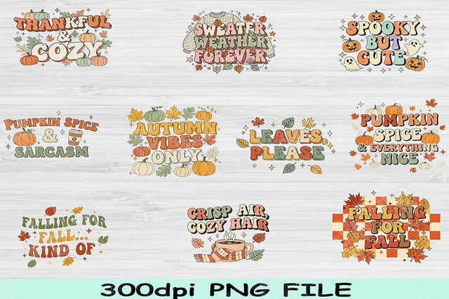 Fall PNG Bundle, Autumn Clipart Pack, Pumpkin Spice Sublimation Graphics, Cozy Fall Aesthetic Png for DIY Shirts, Mugs & Crafts, Autumn Png SVG TiffsCraftyCreations 