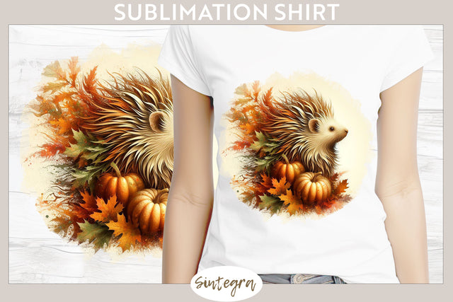 Fall Porcupine Animal v3 T-shirt Sublimation Sublimation Sintegra 