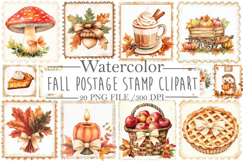 Fall Postage Stamp Clipart Sublimation SVGista 