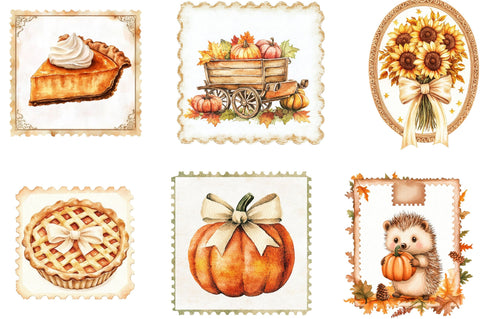 Fall Postage Stamp Clipart Sublimation SVGista 