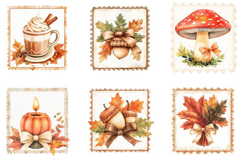 Fall Postage Stamp Clipart Sublimation SVGista 