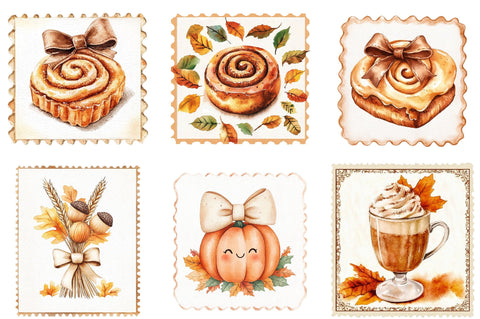 Fall Postage Stamp Clipart Sublimation SVGista 