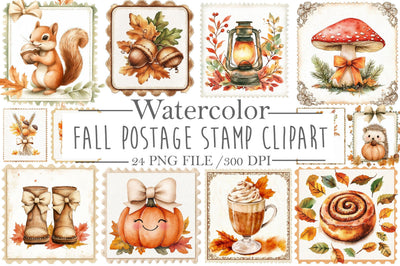 Fall Postage Stamp Clipart Sublimation SVGista 