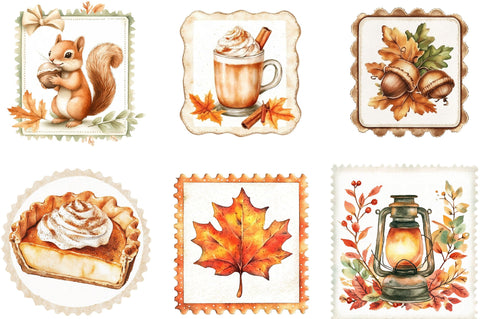 Fall Postage Stamp Clipart Sublimation SVGista 