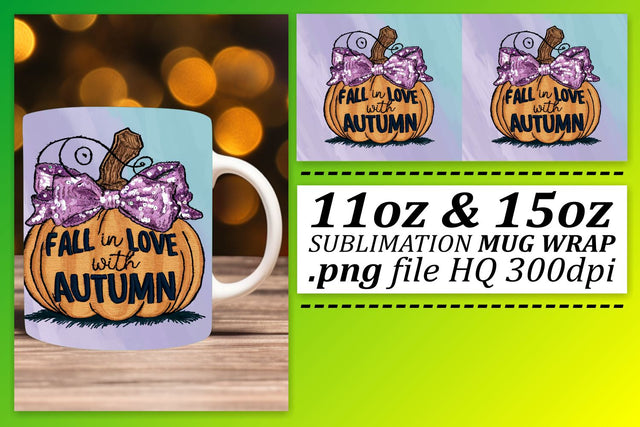 Fall Pumpkin 11oz/15oz Sublimation Wrap for Halloween Mug Sublimation afrosvg 