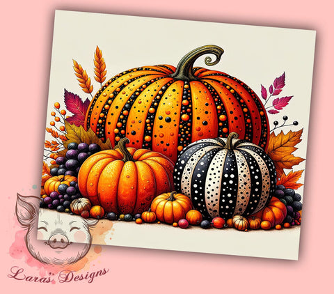 Fall Pumpkin 20oz Tumbler Png, Straight & Tapered Tumbler Png, Autumn Tumbler Png, Digital Download PNG Sublimation Lara' s Designs 
