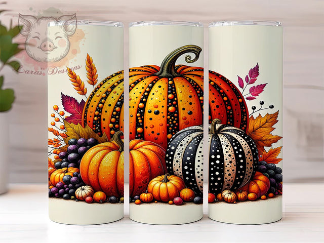Fall Pumpkin 20oz Tumbler Png, Straight & Tapered Tumbler Png, Autumn Tumbler Png, Digital Download PNG Sublimation Lara' s Designs 