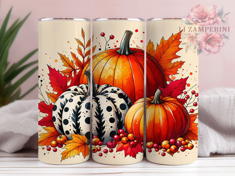 Fall Pumpkin 20oz Tumbler Wrap PNG, Autumn Tumbler Png, Straight & Tapered Tumbler Wrap, Instant Digital Download Sublimation Li Zamperini 