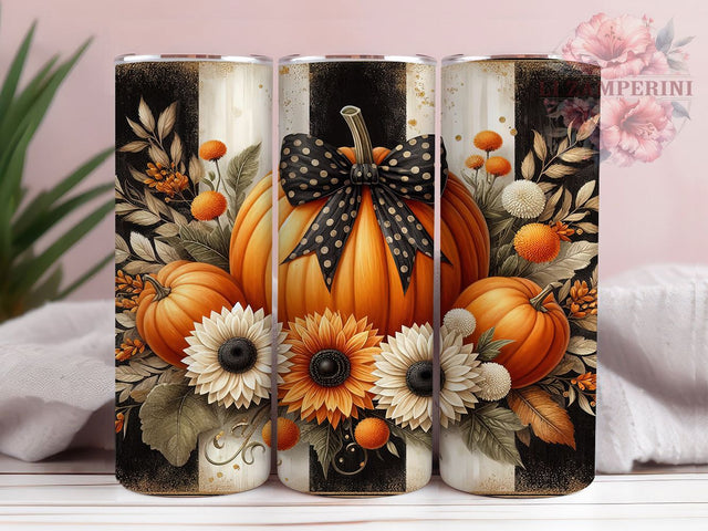 Fall Pumpkin Autumn Floral Tumbler, Autumn Floral 20Oz Sublimation, Rustic Harvest Coffee Cup, Thanksgiving Pumpkin Mug Wrap, Cozy Farmhouse Drinkware Design, Pumpkin Patch Cup, Autumn Flowers Tumbler Sublimation Li Zamperini 