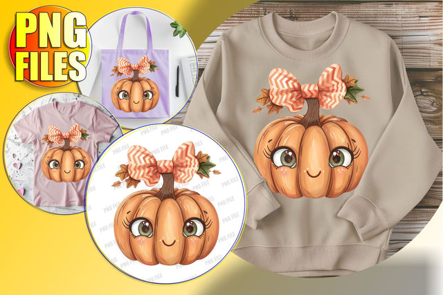 Fall Pumpkin Clipart with Bow for Sublimation - Cute Design Sublimation afrosvg 