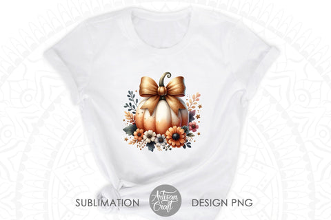 Fall pumpkin | Coquette bow | Flowers Sublimation Artisan Craft SVG 
