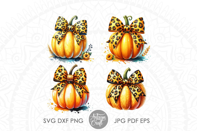 Fall Pumpkin Coquette Bow leopard print Sublimation Artisan Craft SVG 