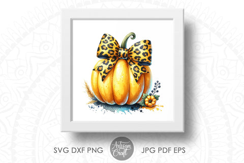 Fall Pumpkin Coquette Bow leopard print Sublimation Artisan Craft SVG 