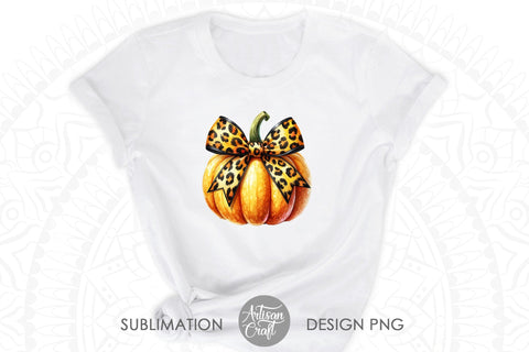 Fall Pumpkin Coquette Bow leopard print Sublimation Artisan Craft SVG 