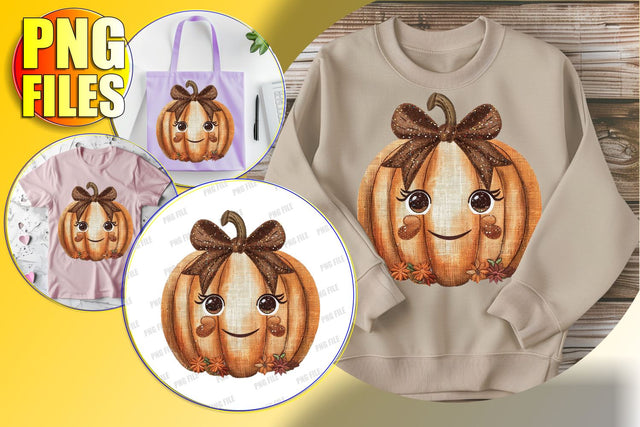 Fall Pumpkin Coquette Bow Sublimation Clipart - Cute Design Sublimation afrosvg 
