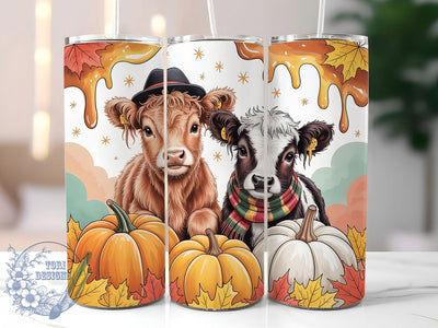 Fall Pumpkin Cow Thanksgiving Tumbler, Thanksgiving Cow Wrap, 20oz Sublimation Design, Autumn Harvest Tumbler, Rustic Farmhouse Drinkware, Pumpkin Cow Art, Seasonal Fall Wrap Sublimation ToriDesigns 