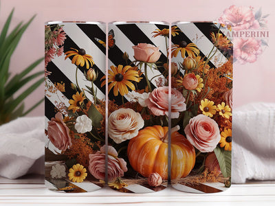 Fall Pumpkin Floral 20oz Tumbler, Fall Theme, Floral Print, Pumpkin Design, Autumn Style, 20oz Sublimation, PNG Design Sublimation Li Zamperini 