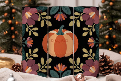 Fall Pumpkin Floral 20oz Tumbler Wrap Sublimation DesignSVG 