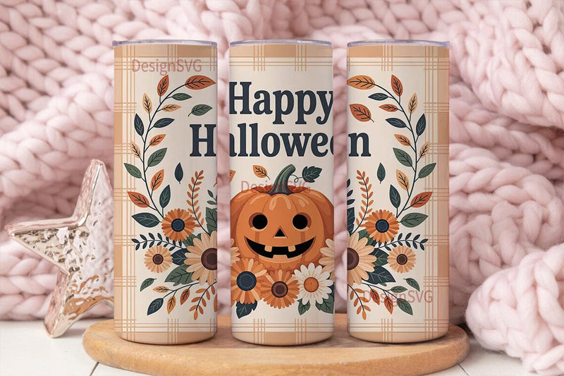 Fall Pumpkin & Floral 20oz Tumbler Wrap Sublimation DesignSVG 