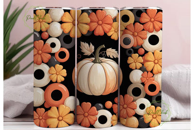 Fall Pumpkin Floral 20oz Tumbler Wrap Sublimation PixelChick 
