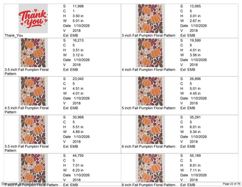 Fall Pumpkin Floral Embroidery Design – Autumn Pumpkin Flower Pattern Machine Embroidery File, Thanksgiving Fall Floral Design Embroidery/Applique DESIGNS PatternFeed8 