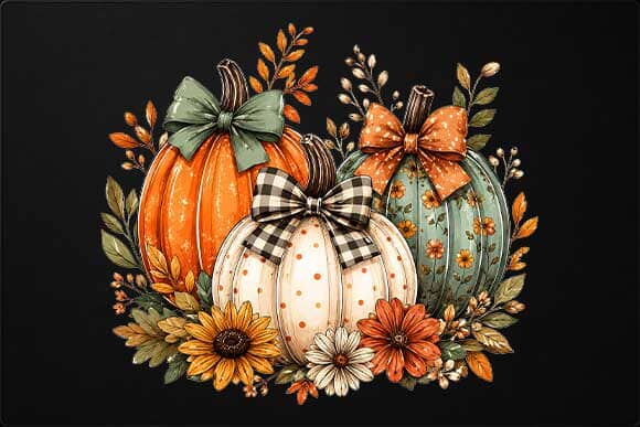 Fall Pumpkin Floral PNG Farmhouse Digital Download SVG BillahCrafts 