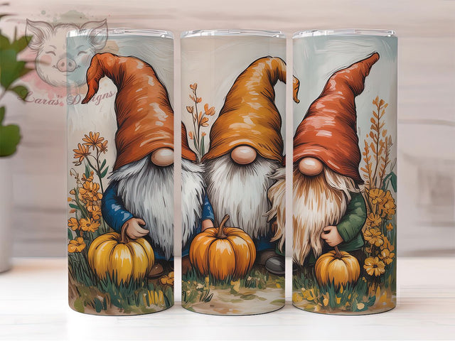 Fall Pumpkin Gnome Autumn Tumbler, Autumn Tumbler Wrap, Gnome Sublimation Design, 20oz Fall Tumbler, Pumpkin Gnome Wrap, Cozy Autumn Drinkware, Thanksgiving Tumbler Art Sublimation Lara' s Designs 