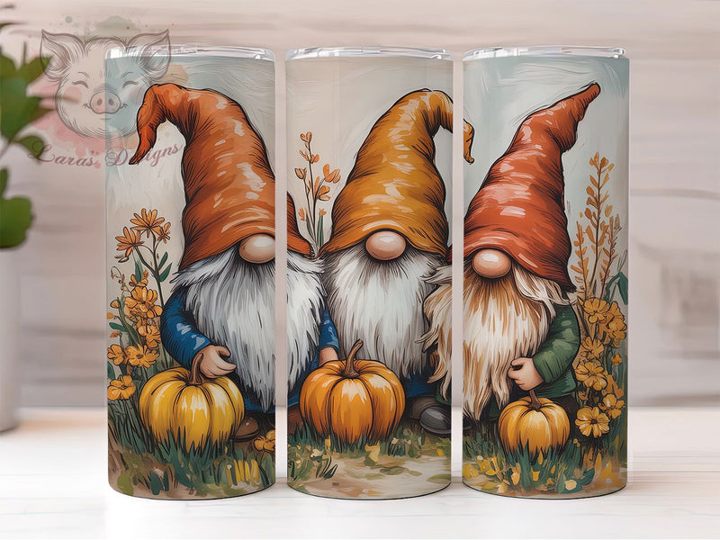 Fall Pumpkin Gnome Autumn Tumbler, Autumn Tumbler Wrap, Gnome Sublimation Design, 20oz Fall Tumbler, Pumpkin Gnome Wrap, Cozy Autumn Drinkware, Thanksgiving Tumbler Art Sublimation Lara' s Designs 