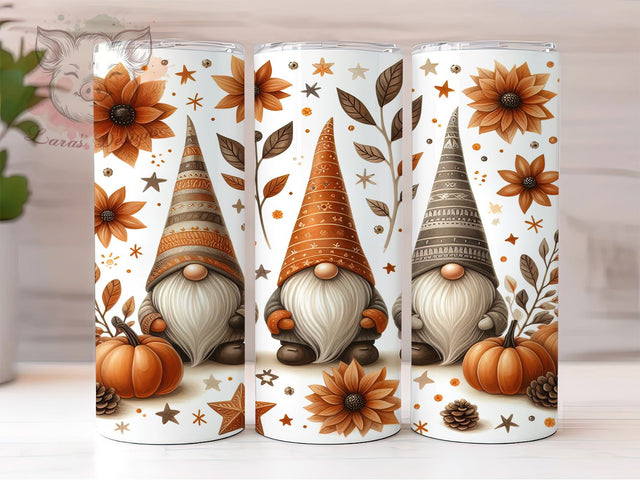 Fall Pumpkin Gnome Autumn Tumbler, Autumn Tumbler Wrap, Gnome Sublimation Design, 20oz Fall Tumbler, Pumpkin Gnome Wrap, Cozy Autumn Drinkware, Thanksgiving Tumbler Art Sublimation Lara' s Designs 