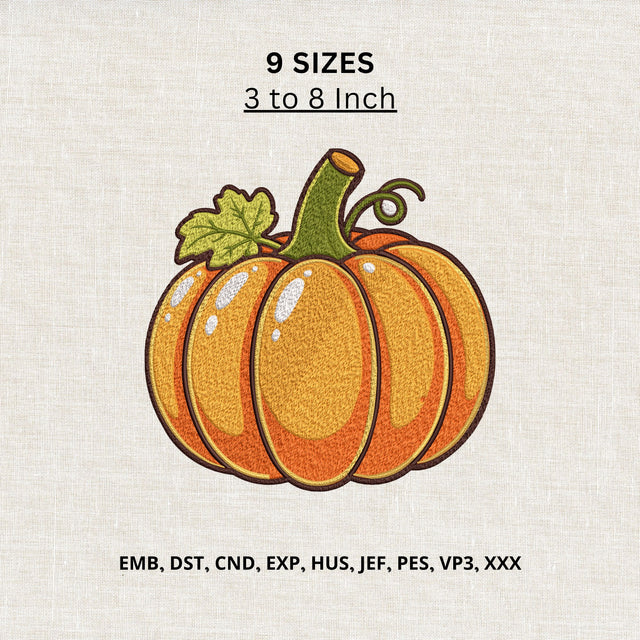 Fall Pumpkin Machine Embroidery Design – Autumn Harvest Pumpkin Thanksgiving Embroidery File Embroidery/Applique DESIGNS PatternFeed8 