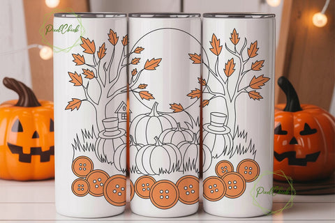 Fall Pumpkin Patch 20oz Tumbler Wrap Sublimation PixelChick 