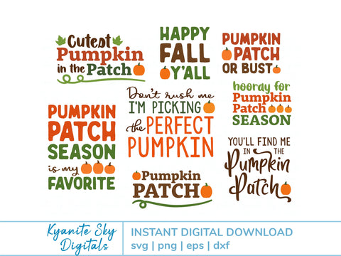 Fall Pumpkin Patch Quotes Titles SVG Bundle Vol. 1 SVG Kyanite Sky Digitals 