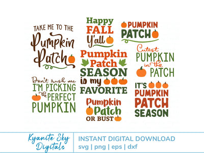 Fall Pumpkin Patch Quotes Titles SVG Bundle Vol. 2 SVG Kyanite Sky Digitals 