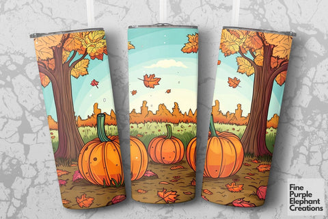 Fall Pumpkin Patch Sublimation Tumbler Wrap Sublimation Fine Purple Elephant Creations 