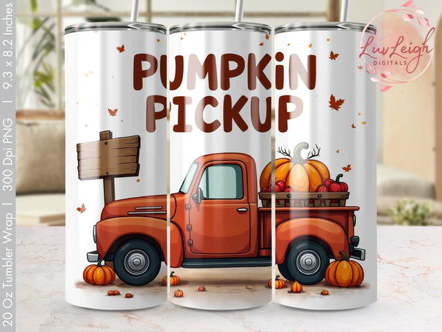 Fall Pumpkin Pickup Truck Tumbler Wrap Sublimation png Sublimation Luvleigh Digitals 