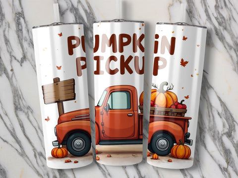 Fall Pumpkin Pickup Truck Tumbler Wrap Sublimation png Sublimation Luvleigh Digitals 