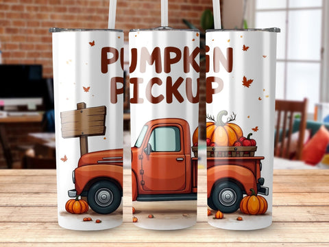 Fall Pumpkin Pickup Truck Tumbler Wrap Sublimation png Sublimation Luvleigh Digitals 