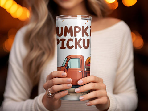 Fall Pumpkin Pickup Truck Tumbler Wrap Sublimation png Sublimation Luvleigh Digitals 