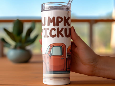 Fall Pumpkin Pickup Truck Tumbler Wrap Sublimation png Sublimation Luvleigh Digitals 