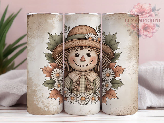Fall Pumpkin Scarecrow Halloween Tumbler, Halloween Autumn Cup, 20Oz Skinny Tumbler Wrap, Spooky Harvest Sublimation, Pumpkin Scarecrow Drinkware, Autumn Halloween Gift Idea Sublimation Li Zamperini 