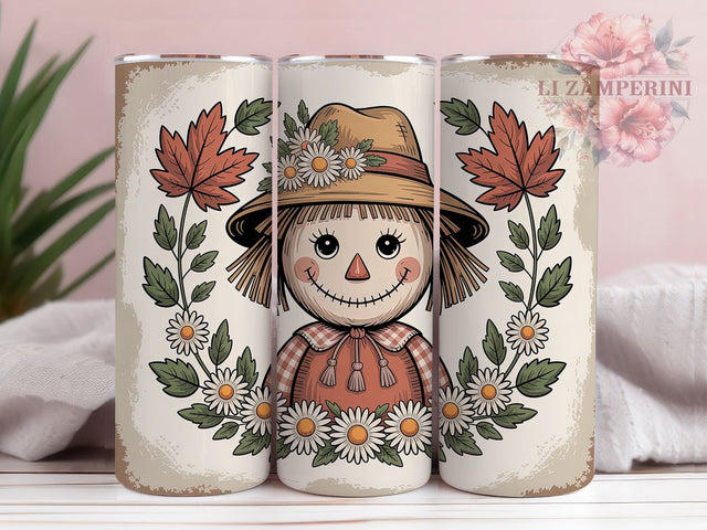 Fall Pumpkin Scarecrow Halloween Tumbler, Halloween Autumn Cup, 20Oz Skinny Tumbler Wrap, Spooky Harvest Sublimation, Pumpkin Scarecrow Drinkware, Autumn Halloween Gift Idea Sublimation Li Zamperini 