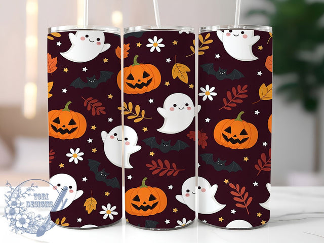 Fall Pumpkin Spice Ghost Tumbler, Pumpkin Spice Cup, Ghost Coffee Tumbler, 20Oz Tumbler Wrap, Autumn Halloween Drinkware, Sublimation Tumbler Design, Spooky Pumpkin Mug Sublimation ToriDesigns 