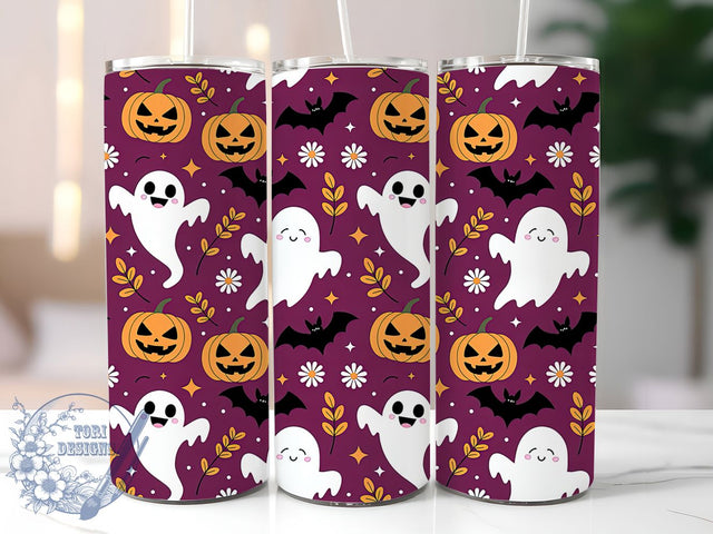 Fall Pumpkin Spice Ghost Tumbler, Pumpkin Spice Cup, Ghost Coffee Tumbler, 20Oz Tumbler Wrap, Autumn Halloween Drinkware, Sublimation Tumbler Design, Spooky Pumpkin Mug Sublimation ToriDesigns 
